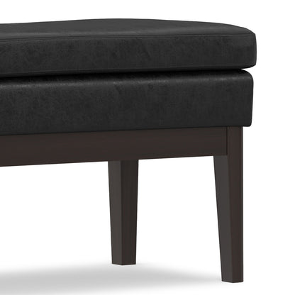 Distressed Black Distressed Vegan Leather | Carlson Ottoman Bench in Distressed Vegan Leather