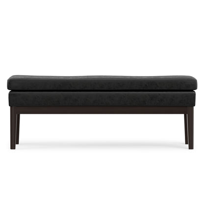 Distressed Black Distressed Vegan Leather | Carlson Ottoman Bench in Distressed Vegan Leather
