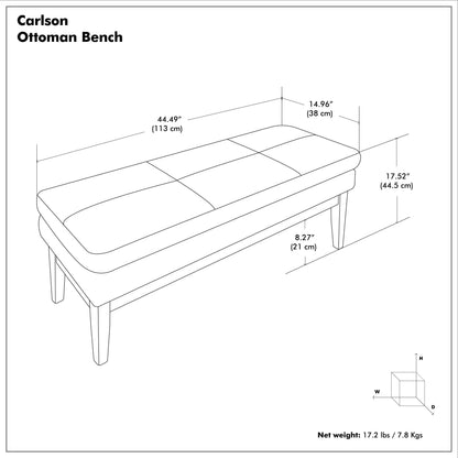 Distressed Black Distressed Vegan Leather | Carlson Ottoman Bench in Distressed Vegan Leather