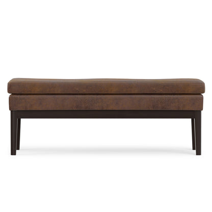 Distressed Chestnut Brown Distressed Vegan Leather | Carlson Ottoman Bench in Distressed Vegan Leather