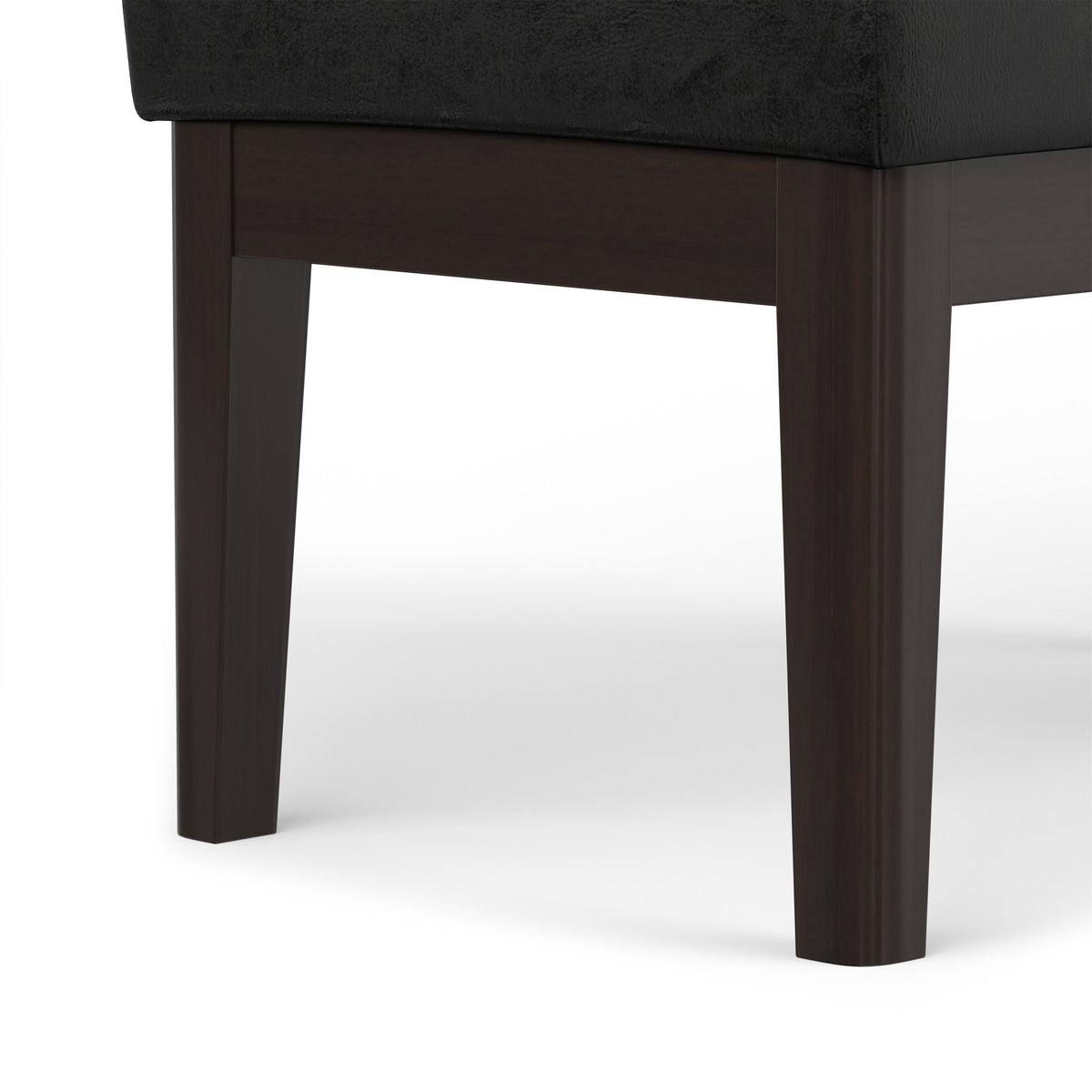 Distressed Black Distressed Vegan Leather | Carlson Small Ottoman Bench Distressed Vegan Leather