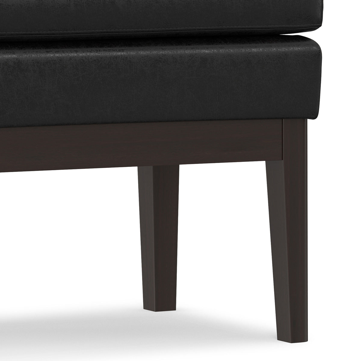 Distressed Black Distressed Vegan Leather | Carlson Small Ottoman Bench Distressed Vegan Leather