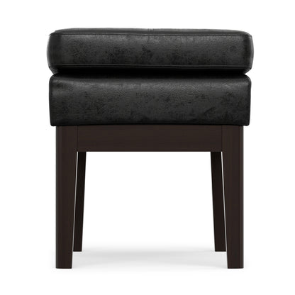 Distressed Black Distressed Vegan Leather | Carlson Small Ottoman Bench Distressed Vegan Leather