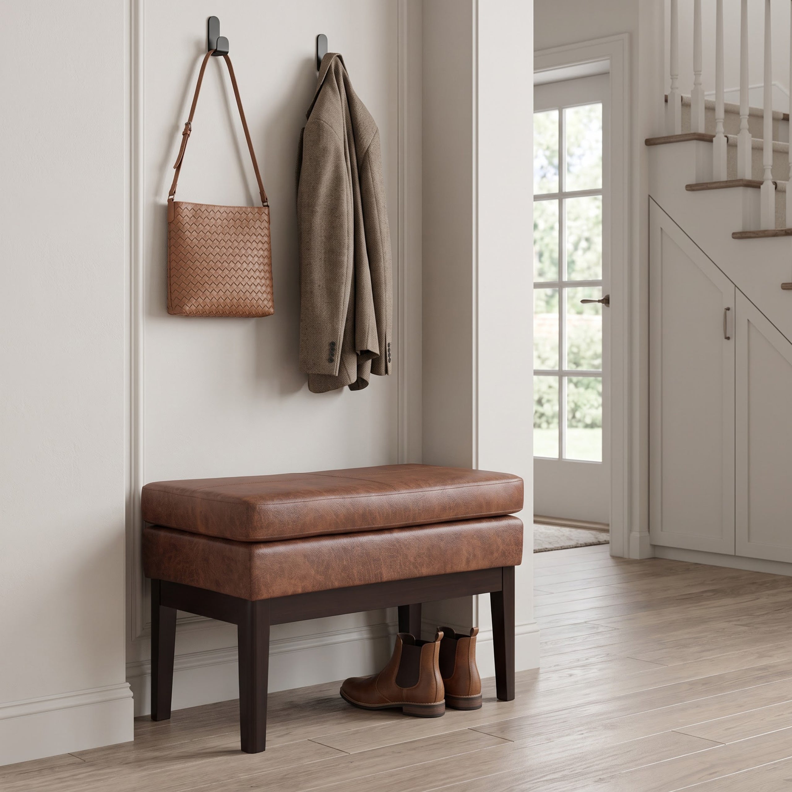 Distressed Saddle Brown | Carlson Small Ottoman Bench