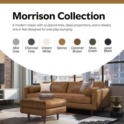 Caramel Brown Genuine Top Grain Leather | Morrison Ottoman in Genuine Top Grain Leather