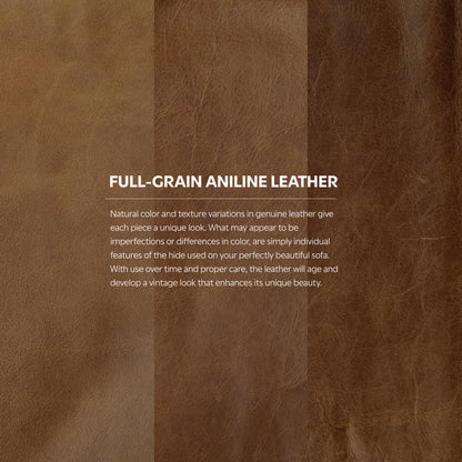 Caramel Brown Genuine Top Grain Leather | Morrison Ottoman in Genuine Top Grain Leather