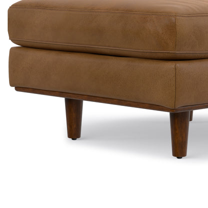 Caramel Brown Genuine Top Grain Leather | Morrison Ottoman in Genuine Top Grain Leather