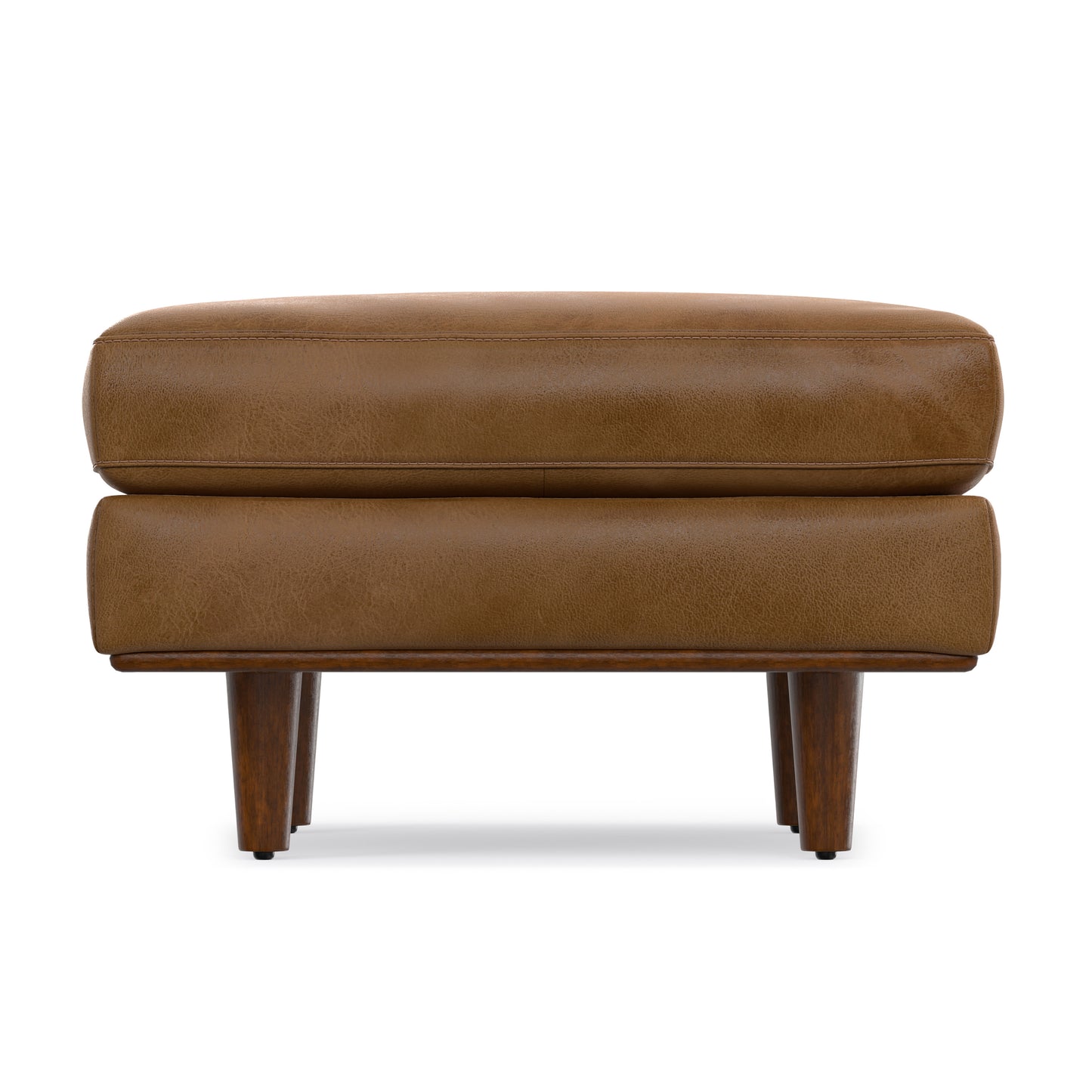 Caramel Brown Genuine Top Grain Leather | Morrison Ottoman in Genuine Top Grain Leather