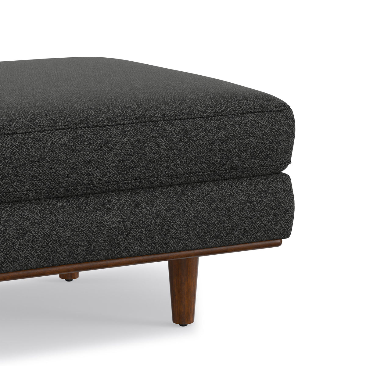Charcoal Grey Woven-Blend Fabric | Morrison Ottoman
