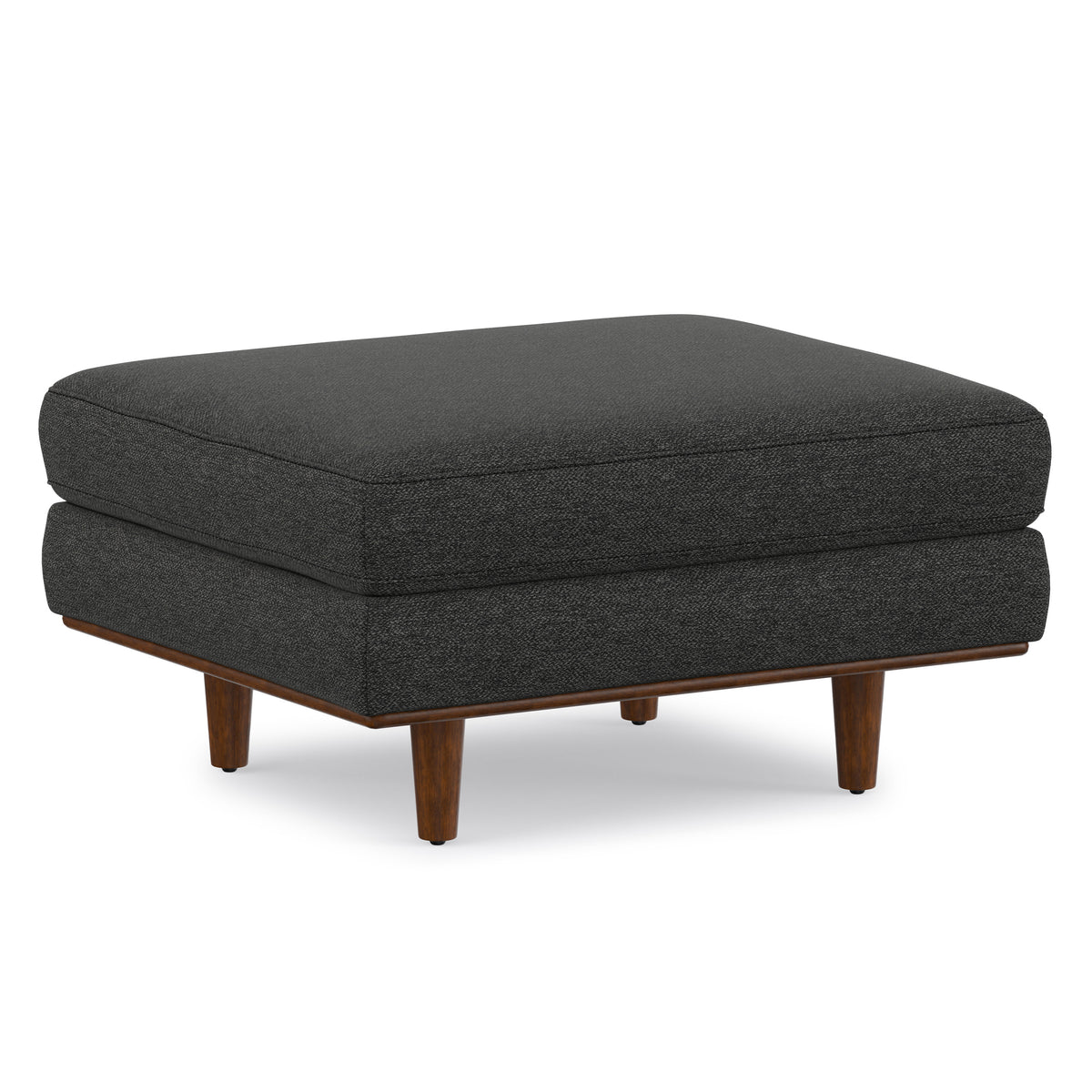 Charcoal Grey Woven-Blend Fabric | Morrison Ottoman