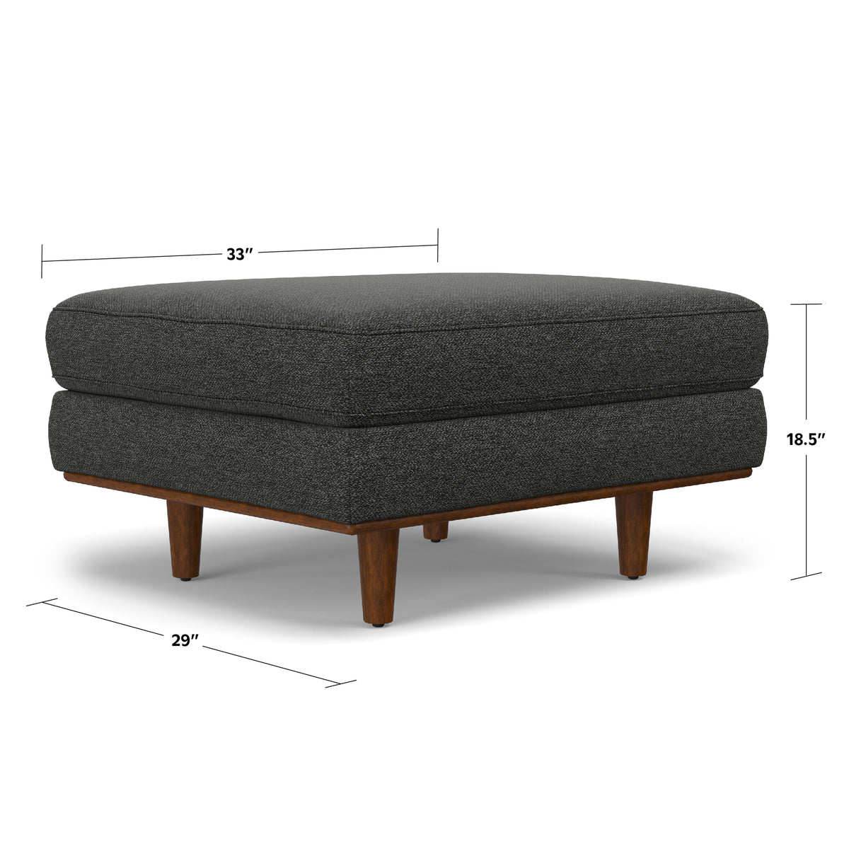 Charcoal Grey Woven-Blend Fabric | Morrison Ottoman