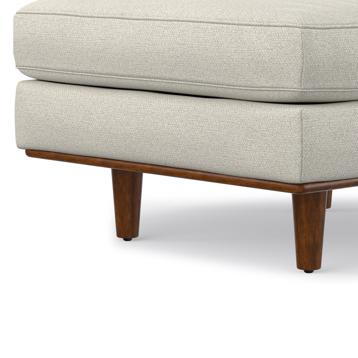 Cream White Woven-Blend Fabric | Morrison Ottoman