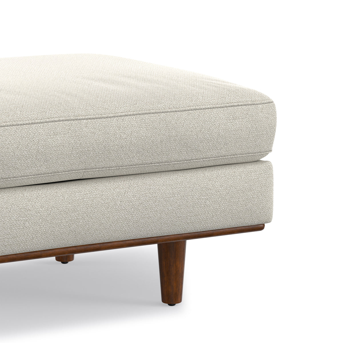 Cream White Woven-Blend Fabric | Morrison Ottoman