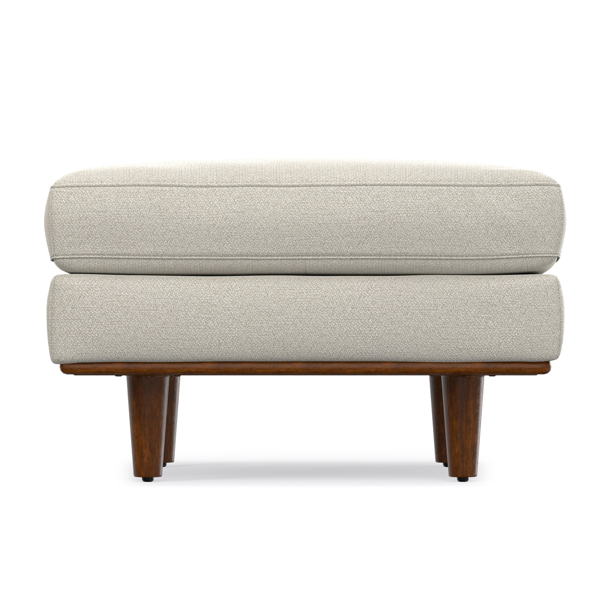Cream White Woven-Blend Fabric | Morrison Ottoman
