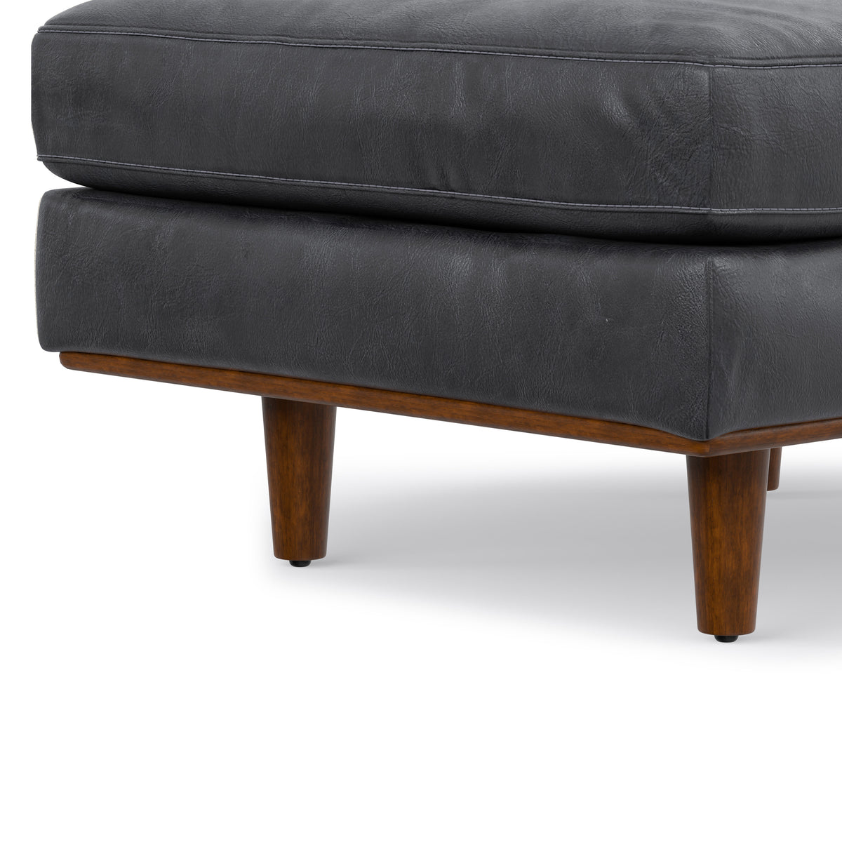 Lead Black Genuine Top Grain Leather | Morrison Ottoman in Genuine Top Grain Leather