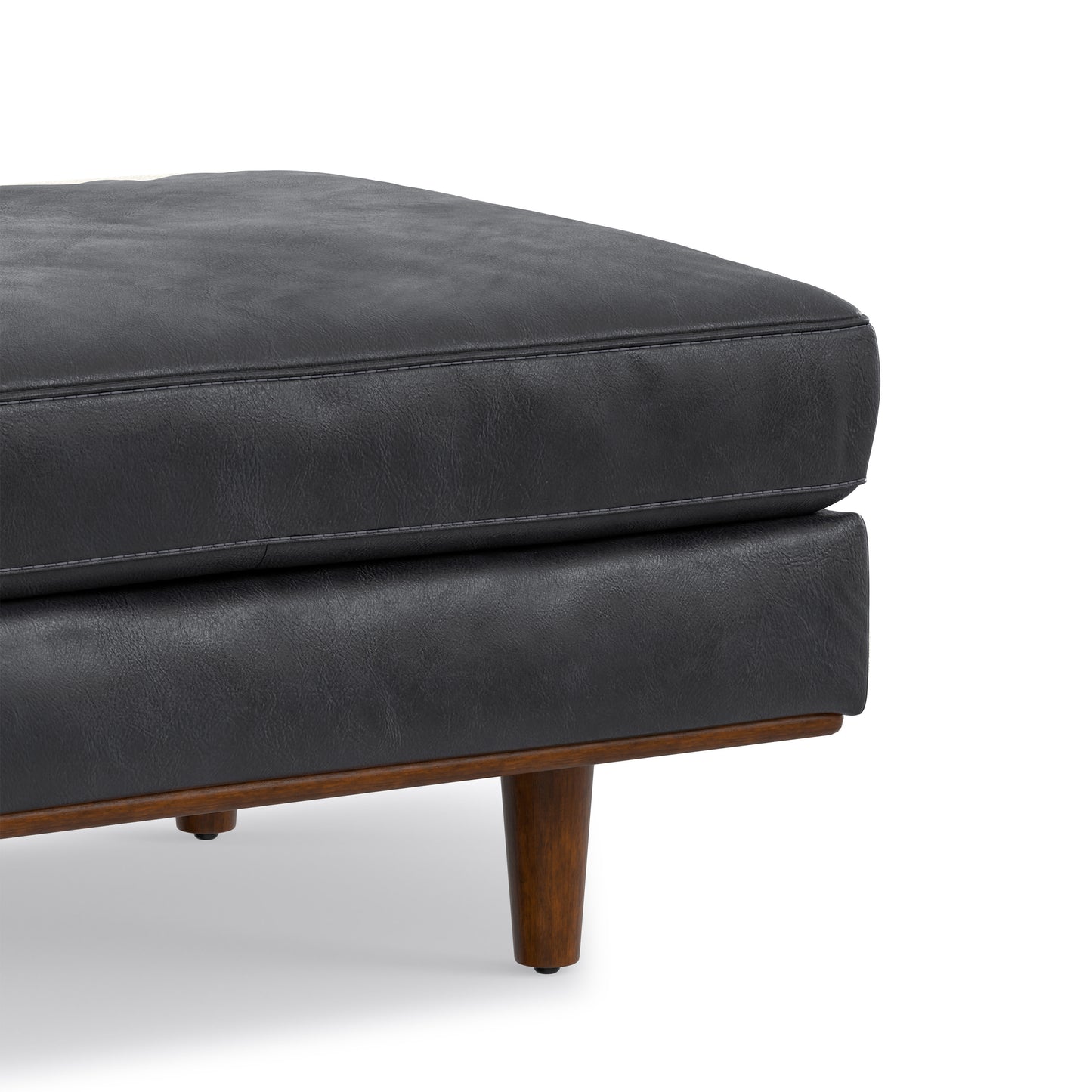 Lead Black Genuine Top Grain Leather | Morrison Ottoman in Genuine Top Grain Leather
