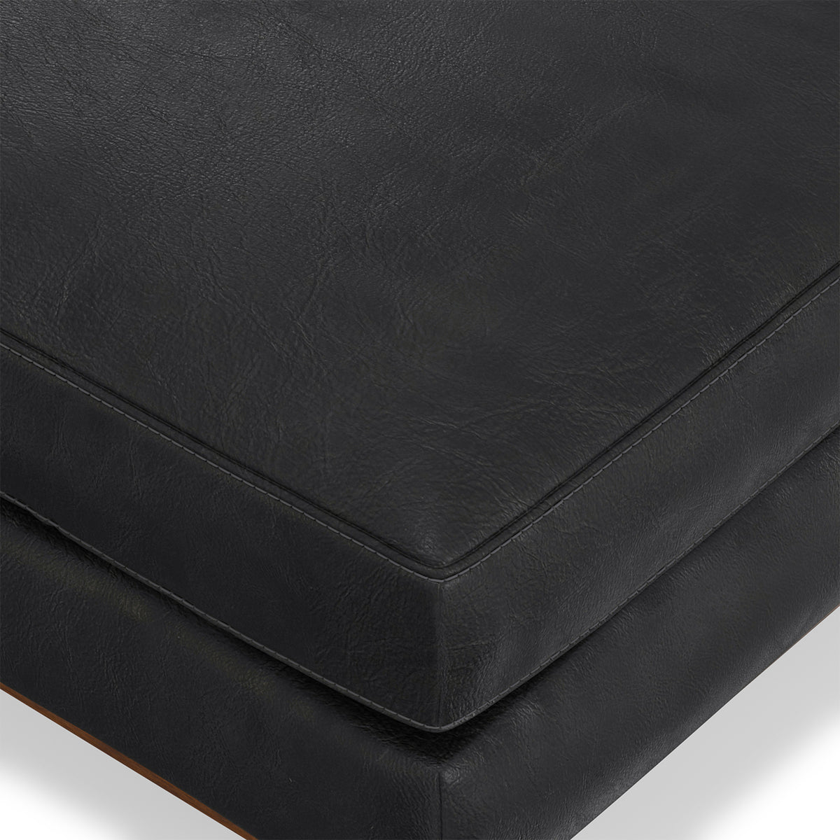 Lead Black Genuine Top Grain Leather | Morrison Ottoman in Genuine Top Grain Leather