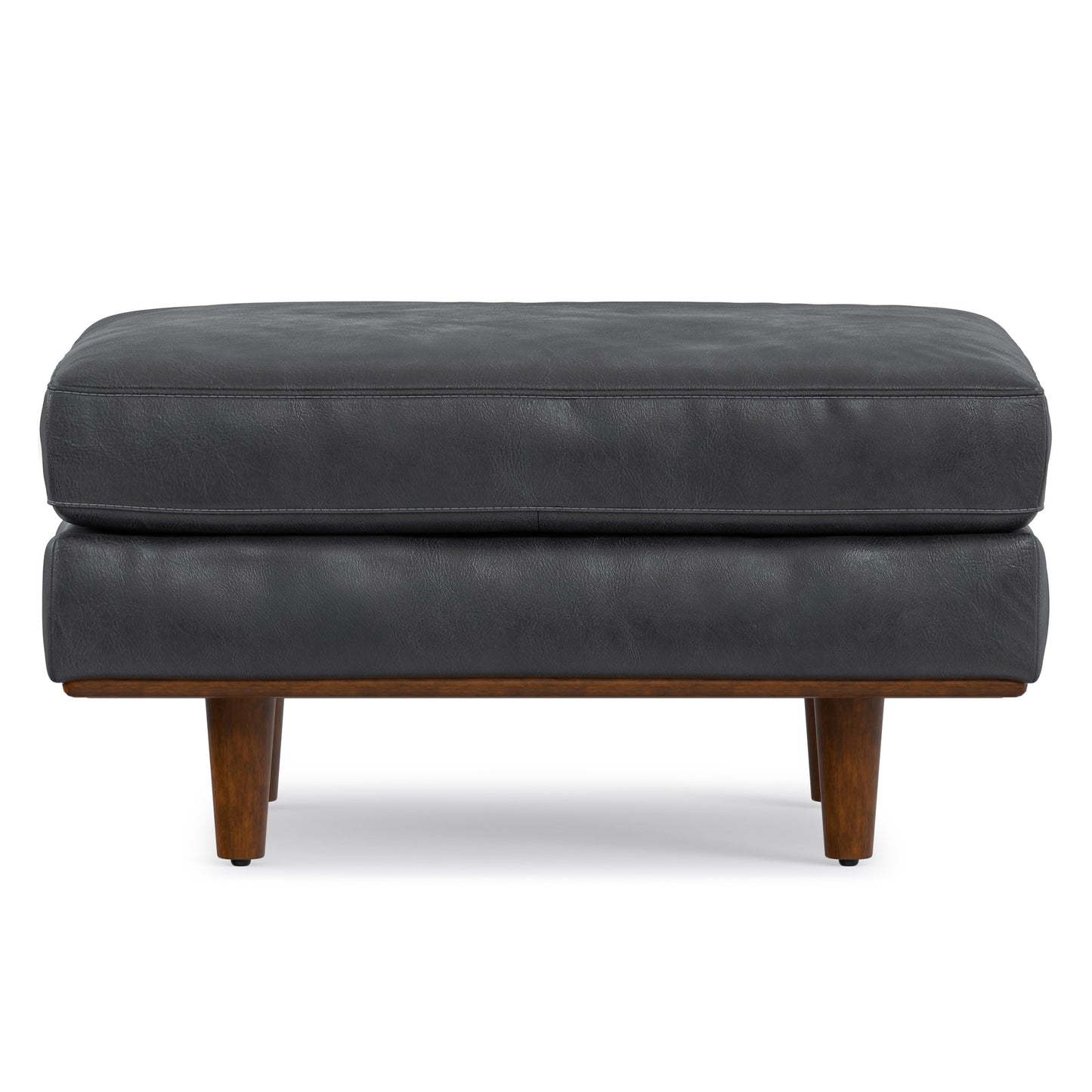 Lead Black Genuine Top Grain Leather | Morrison Ottoman in Genuine Top Grain Leather