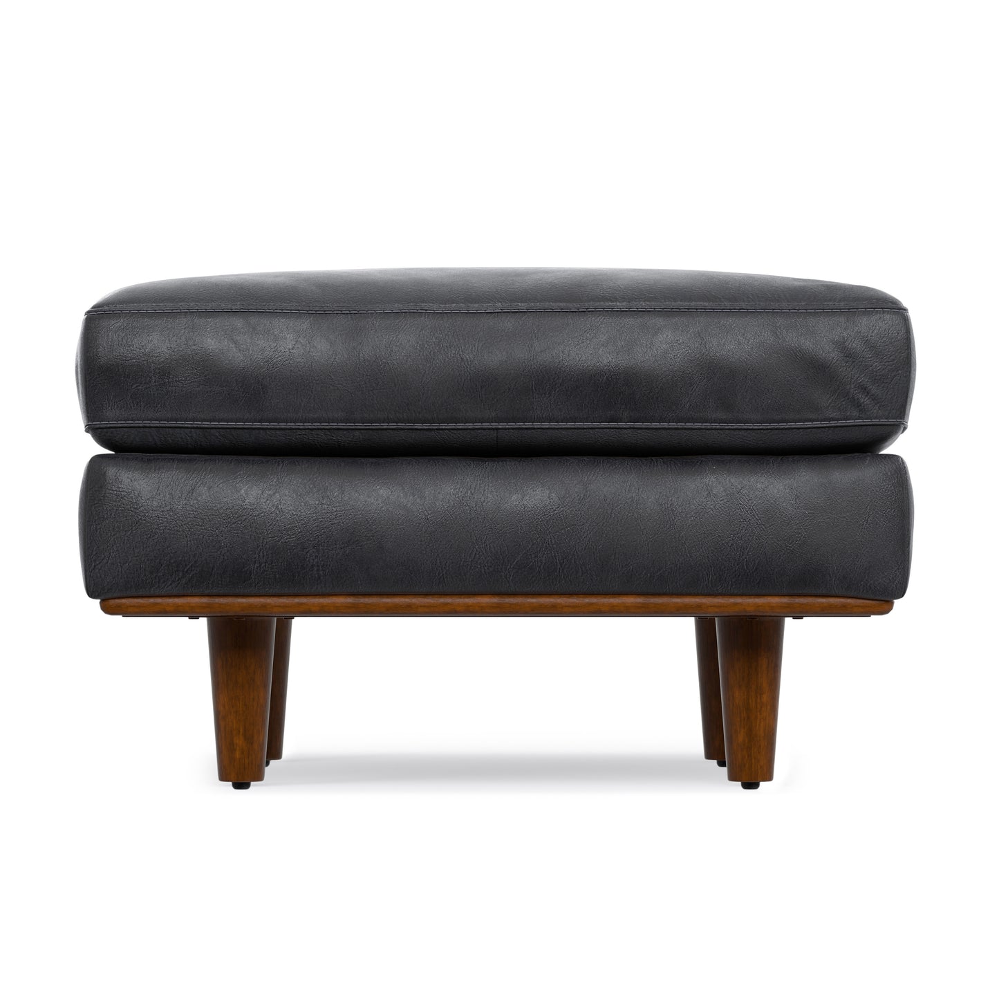 Lead Black Genuine Top Grain Leather | Morrison Ottoman in Genuine Top Grain Leather