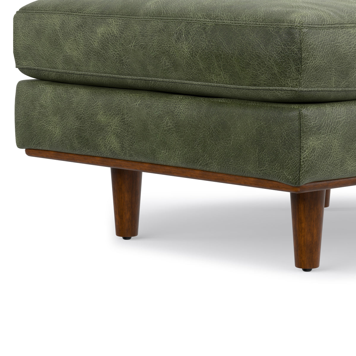 Moss Green Genuine Top Grain Leather | Morrison Ottoman in Genuine Top Grain Leather