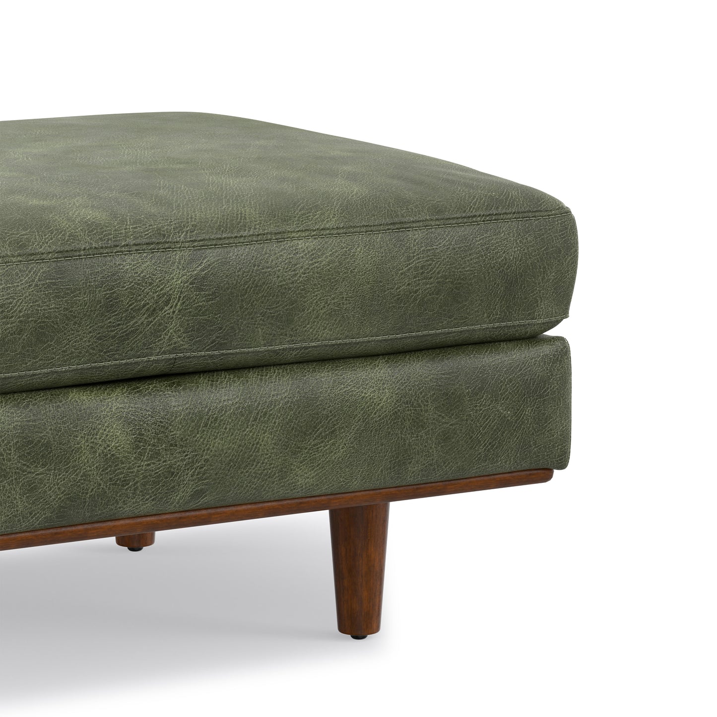 Moss Green Genuine Top Grain Leather | Morrison Ottoman in Genuine Top Grain Leather