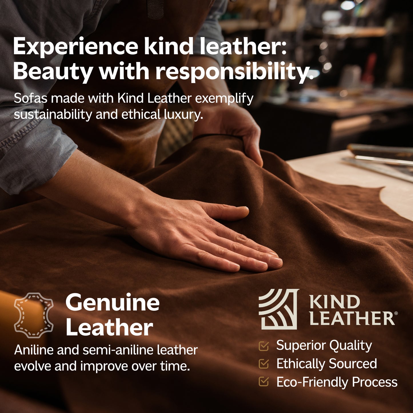 Sienna Genuine Top Grain Leather | Morrison Ottoman in Genuine Top Grain Leather