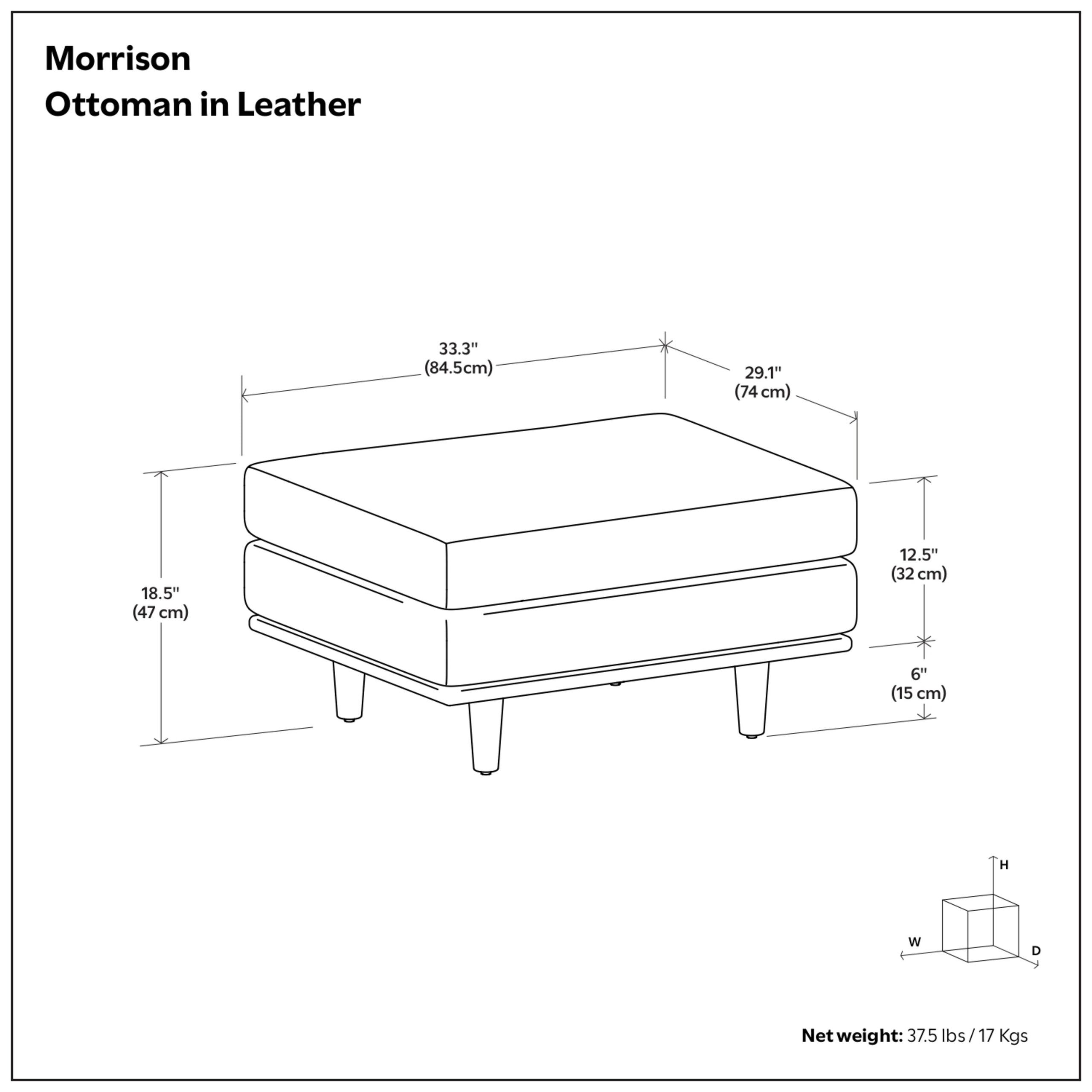 Sienna Genuine Top Grain Leather | Morrison Ottoman in Genuine Top Grain Leather