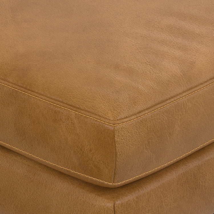 Sienna Genuine Top Grain Leather | Morrison Ottoman in Genuine Top Grain Leather