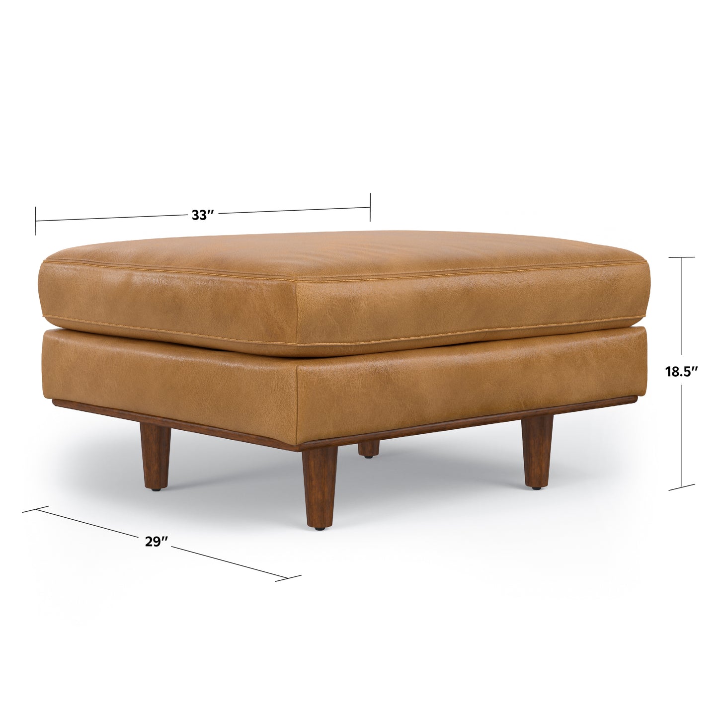 Sienna Genuine Top Grain Leather | Morrison Ottoman in Genuine Top Grain Leather