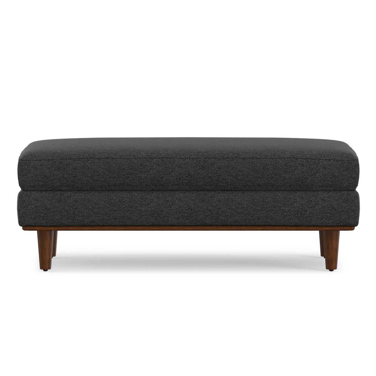 Charcoal Grey Woven-Blend Fabric | Morrison Large Rectangular Ottoman