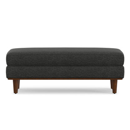 Charcoal Grey Woven-Blend Fabric | Morrison Large Rectangular Ottoman