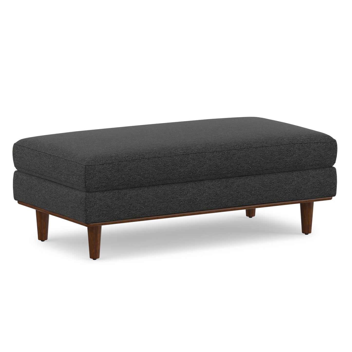 Charcoal Grey Woven-Blend Fabric | Morrison Large Rectangular Ottoman