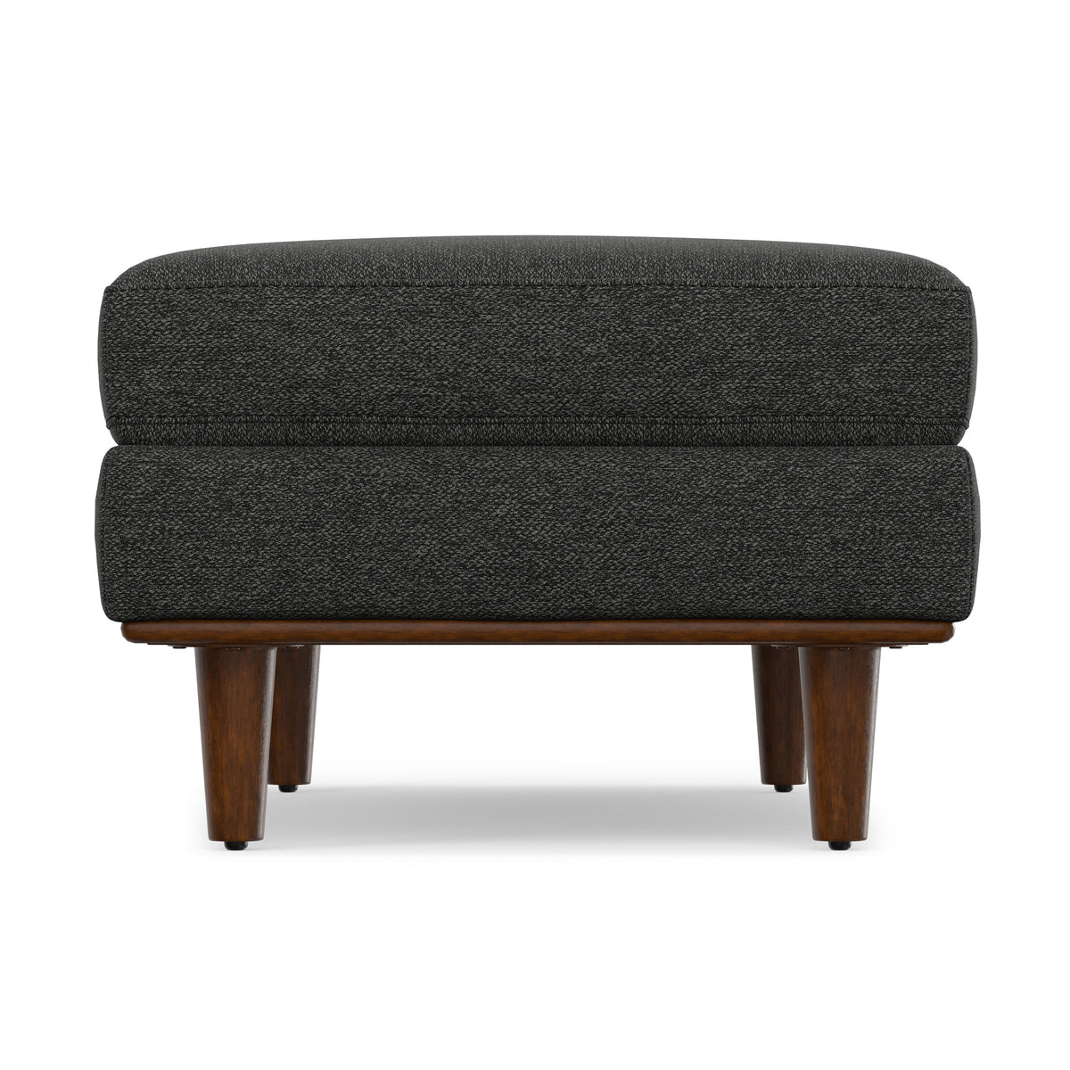 Charcoal Grey Woven-Blend Fabric | Morrison Large Rectangular Ottoman