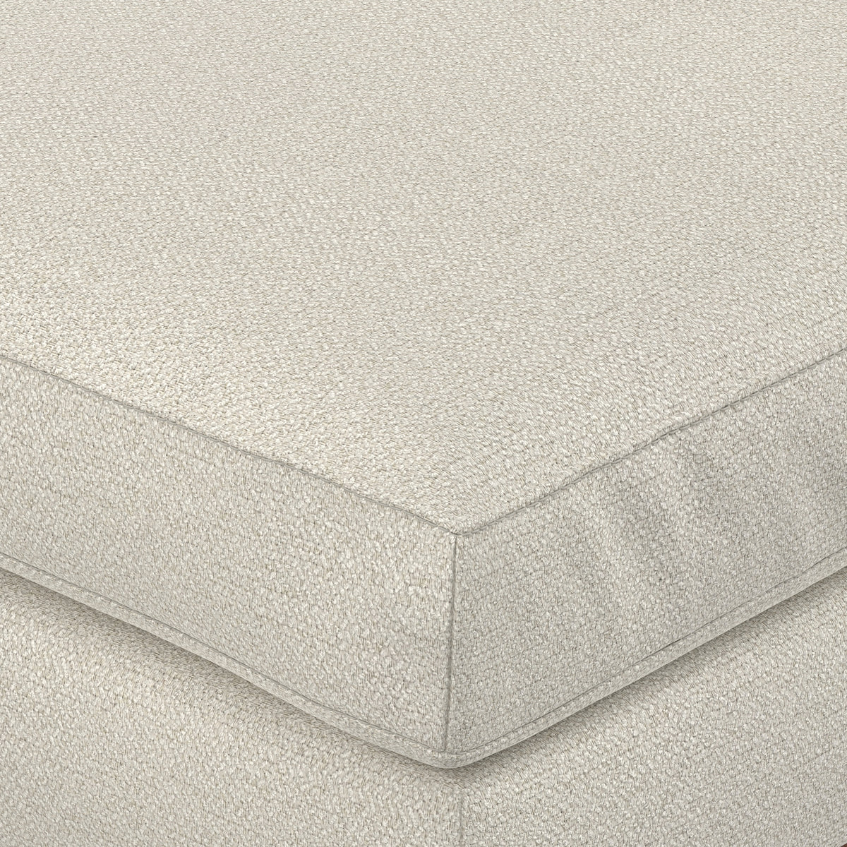 Cream White Woven-Blend Fabric | Morrison Large Rectangular Ottoman