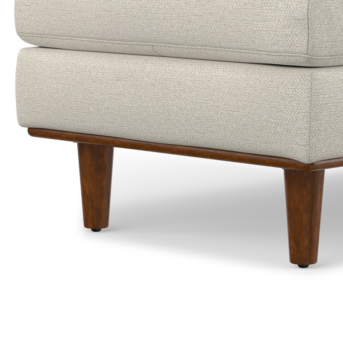Cream White Woven-Blend Fabric | Morrison Large Rectangular Ottoman