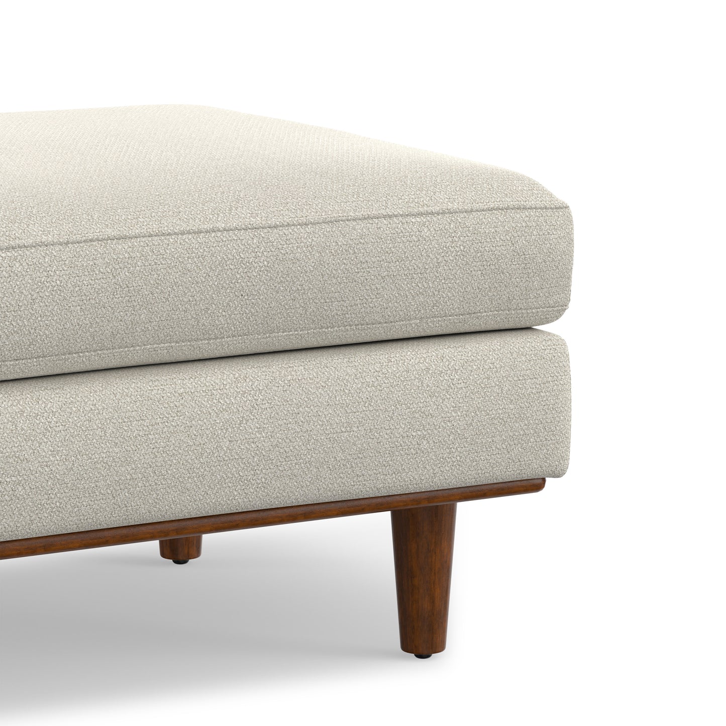 Cream White Woven-Blend Fabric | Morrison Large Rectangular Ottoman