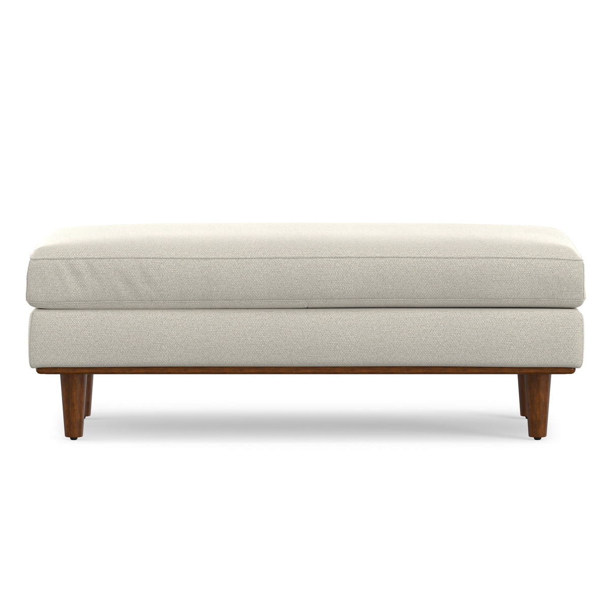 Cream White Woven-Blend Fabric | Morrison Large Rectangular Ottoman