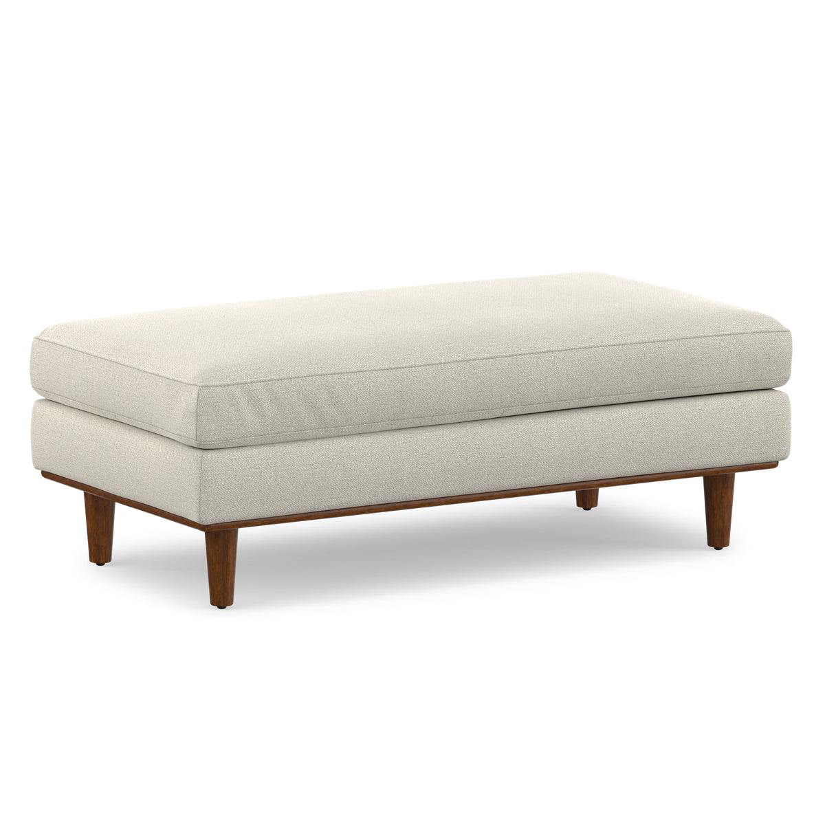 Cream White Woven-Blend Fabric | Morrison Large Rectangular Ottoman