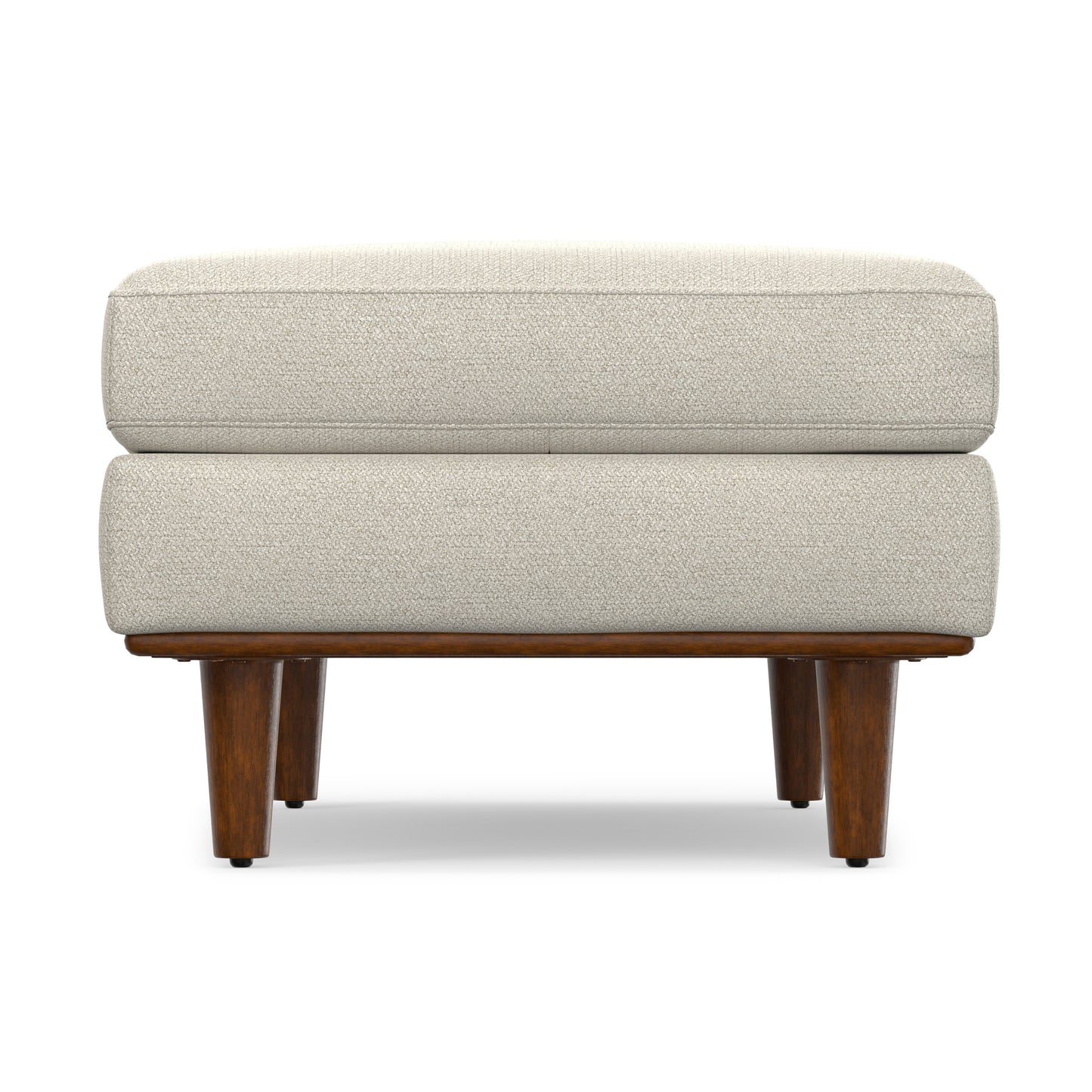 Cream White Woven-Blend Fabric | Morrison Large Rectangular Ottoman