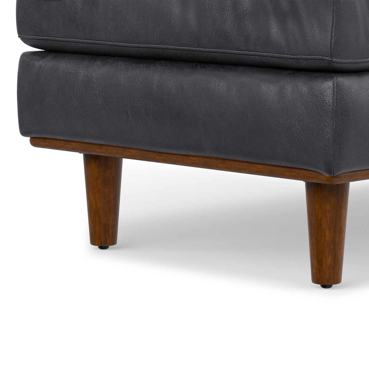 Lead Black Genuine Top Grain Leather | Morrison Large Rectangular Ottoman in Genuine Leather