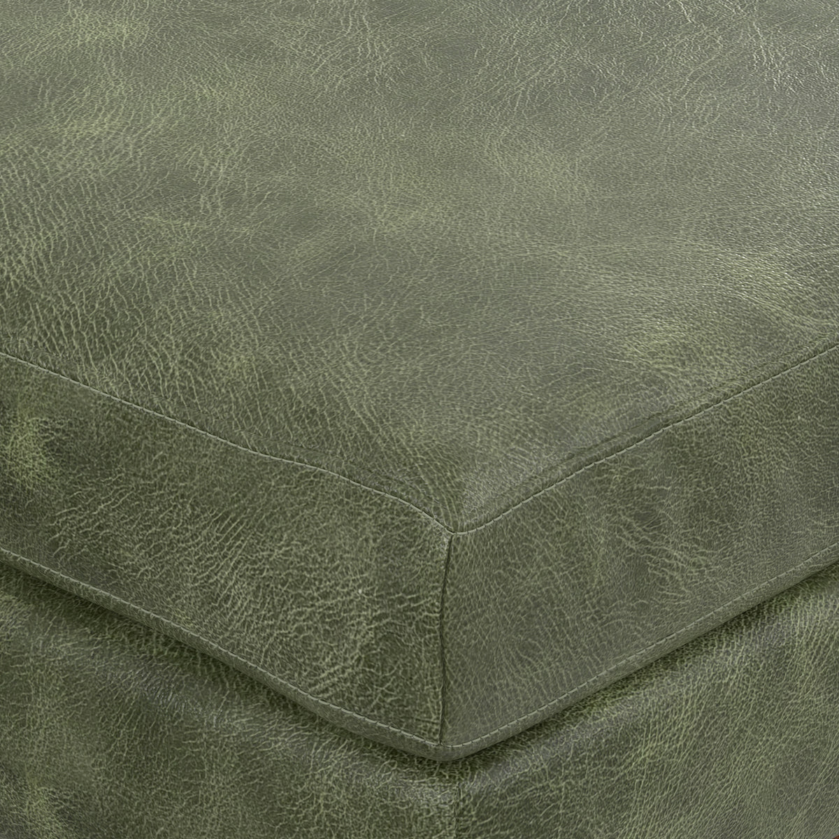 Moss Green Genuine Top Grain Leather | Morrison Large Rectangular Ottoman in Genuine Leather