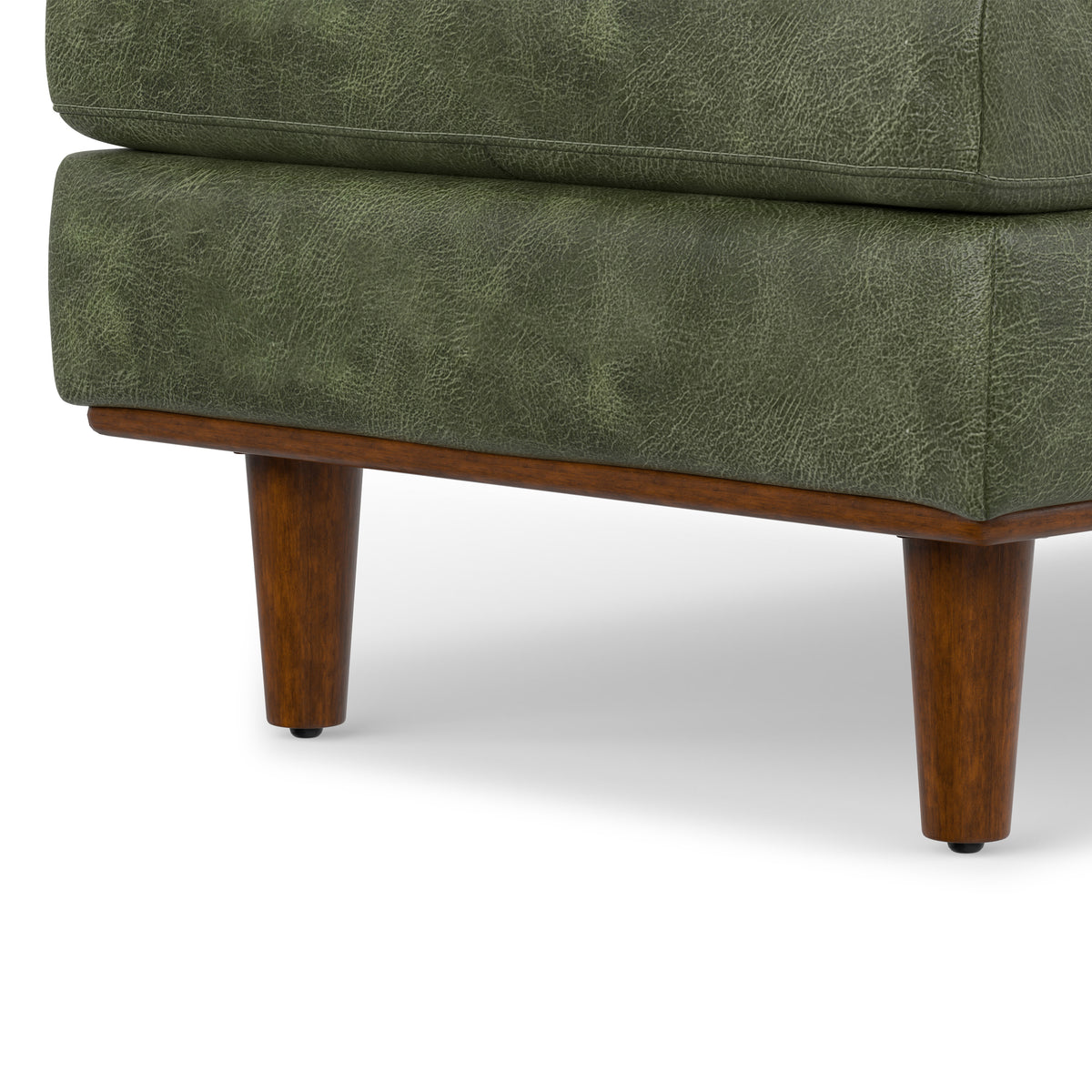 Moss Green Genuine Top Grain Leather | Morrison Large Rectangular Ottoman in Genuine Leather