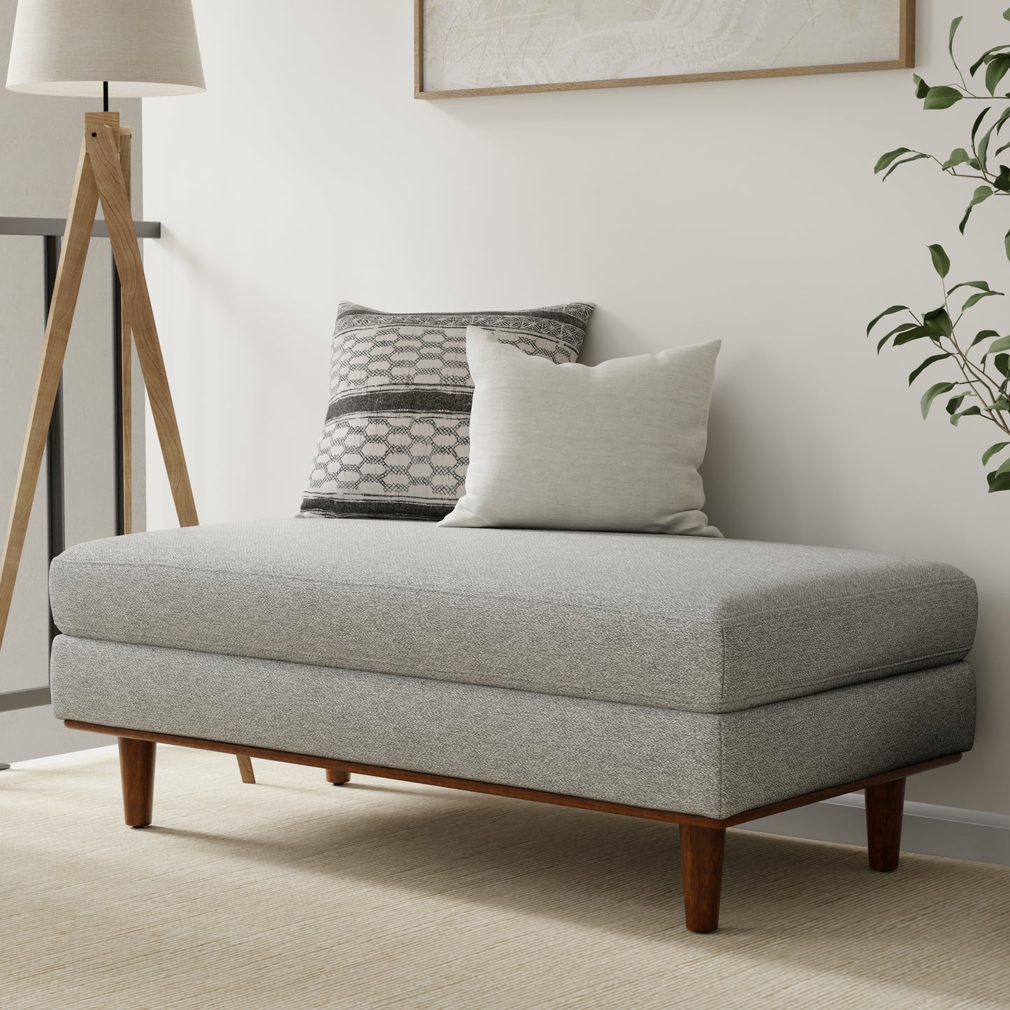 Mist Grey Woven-Blend Fabric | Morrison Large Rectangular Ottoman
