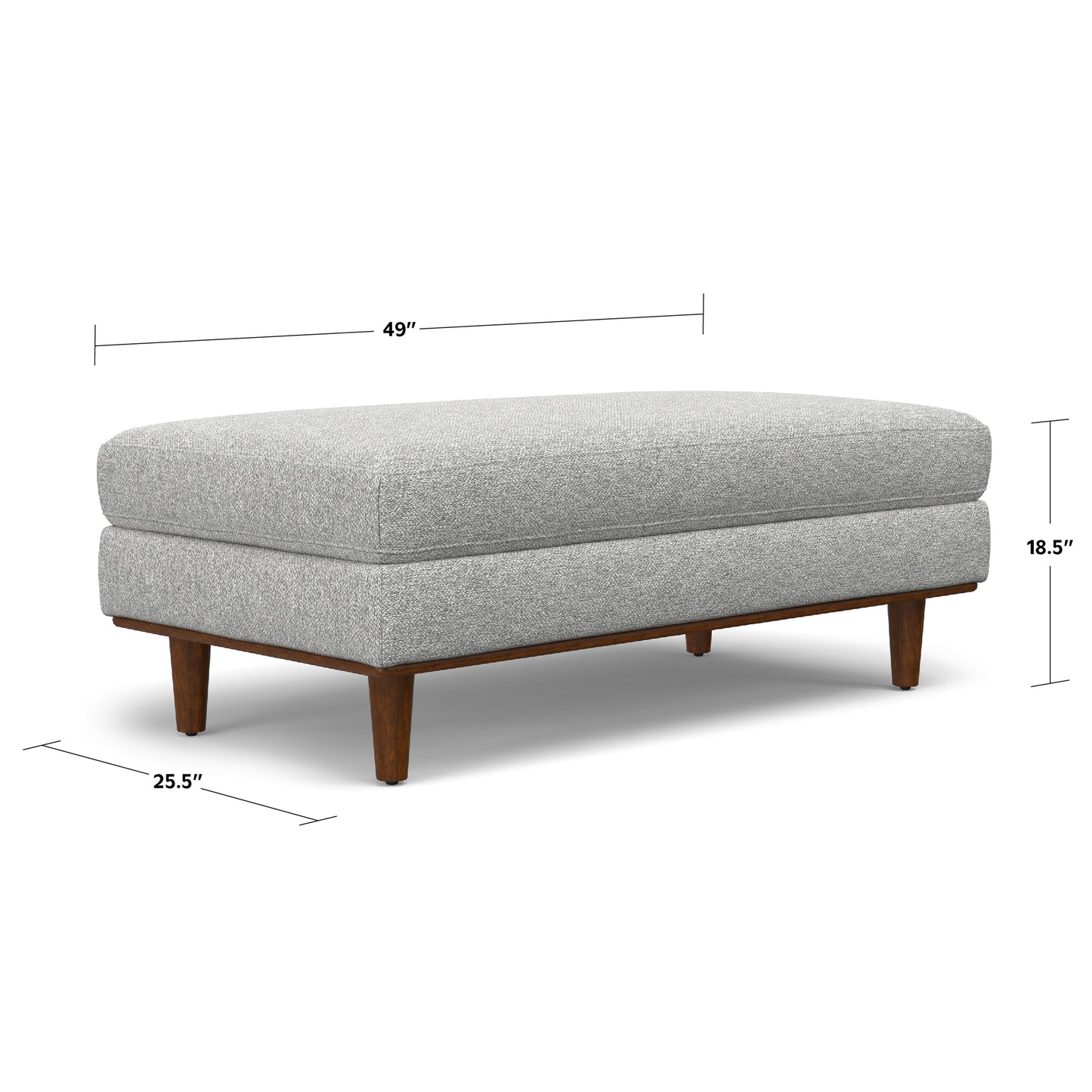 Mist Grey Woven-Blend Fabric | Morrison Large Rectangular Ottoman