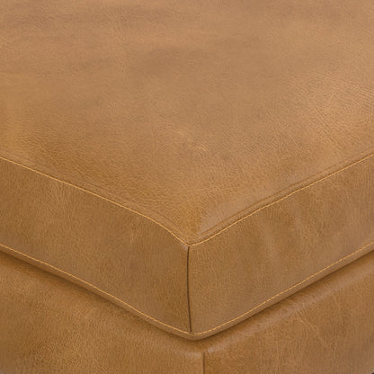 Sienna Genuine Top Grain Leather | Morrison Large Rectangular Ottoman in Genuine Leather