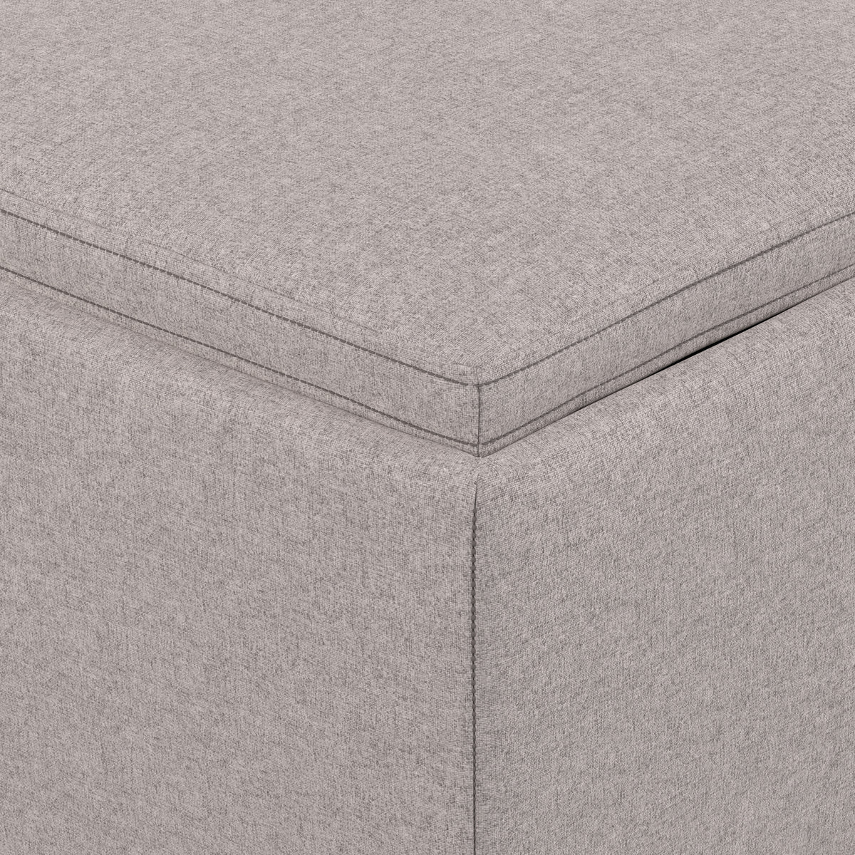 Cloud Grey Linen Style Fabric| Natasha Storage Ottoman with Tray in Linen