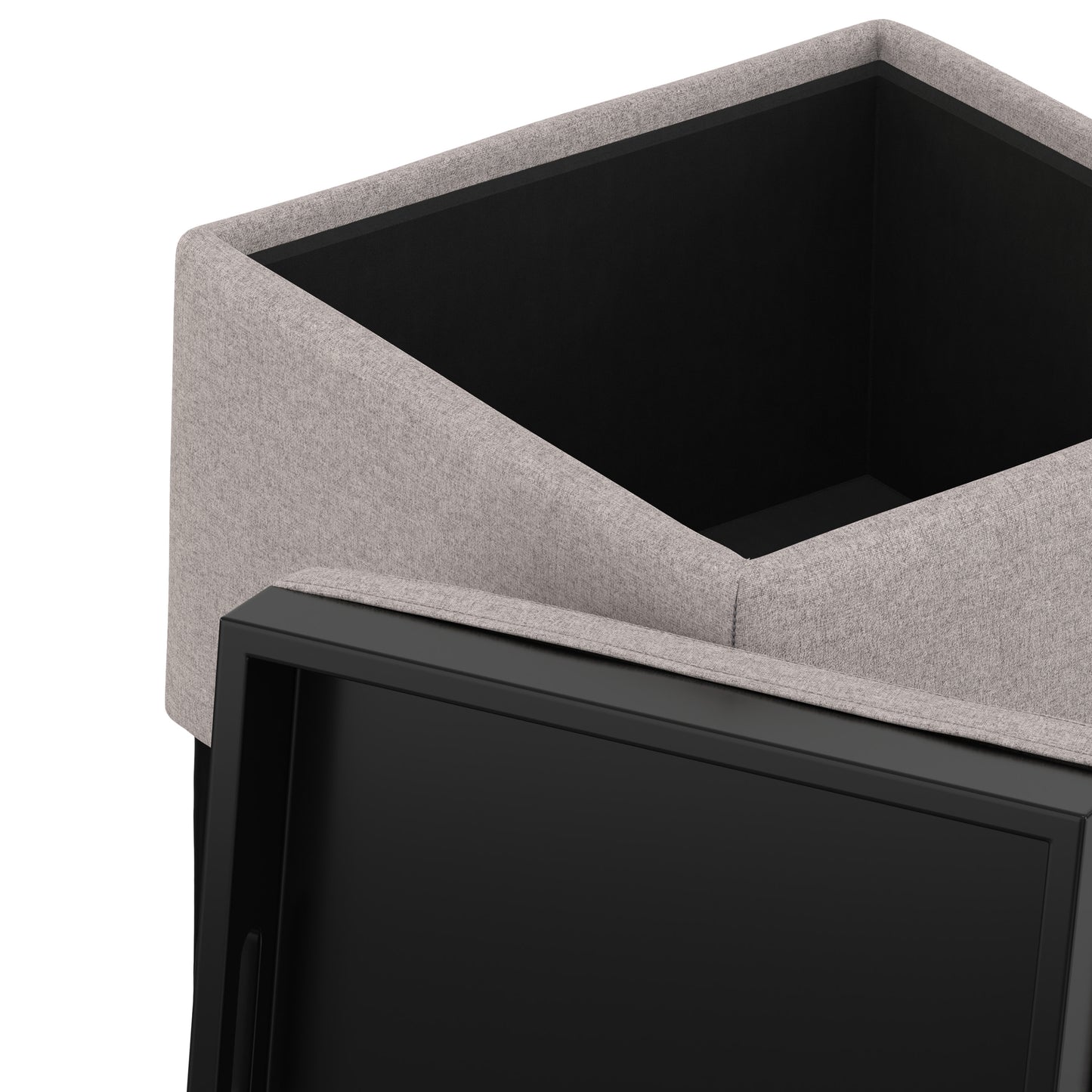 Cloud Grey Linen Style Fabric| Natasha Storage Ottoman with Tray in Linen