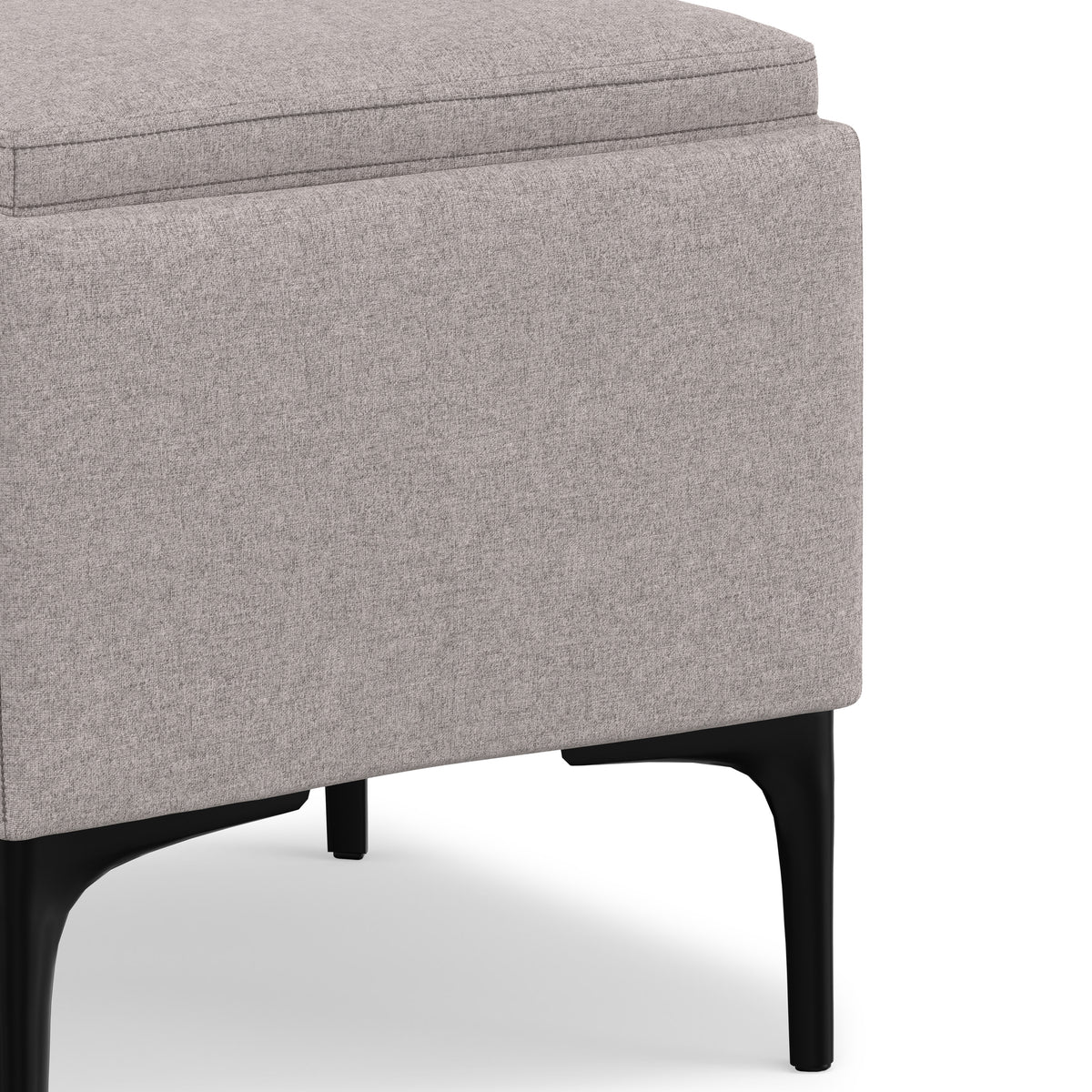 Cloud Grey Linen Style Fabric| Natasha Storage Ottoman with Tray in Linen