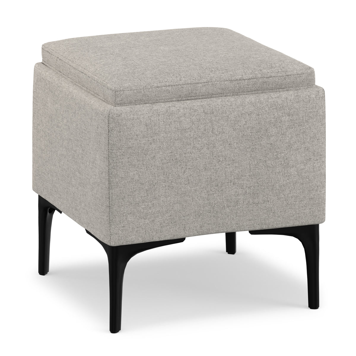 Cloud Grey Linen Style Fabric| Natasha Storage Ottoman with Tray in Linen