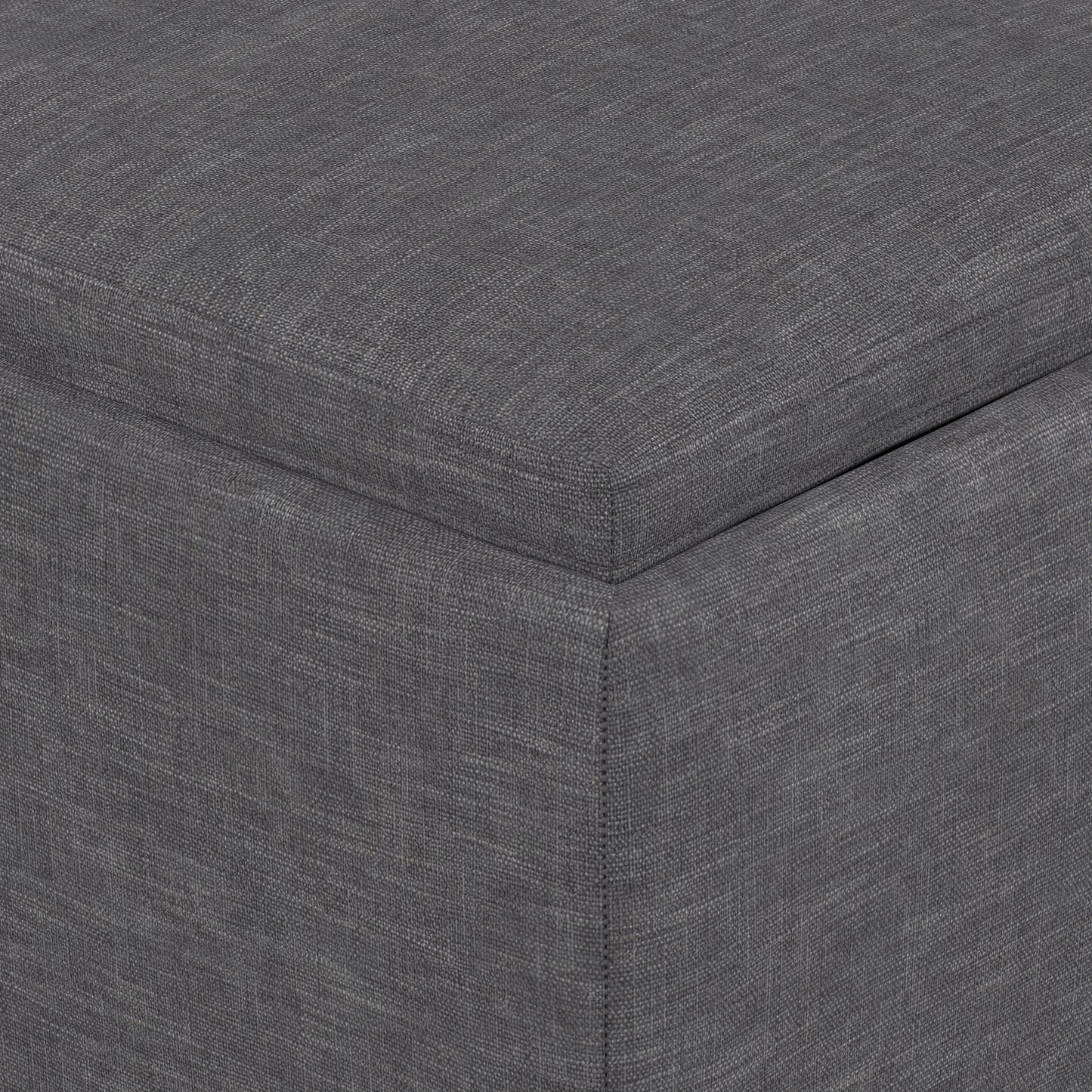 Slate Grey Linen Style Fabric| Natasha Storage Ottoman with Tray in Linen